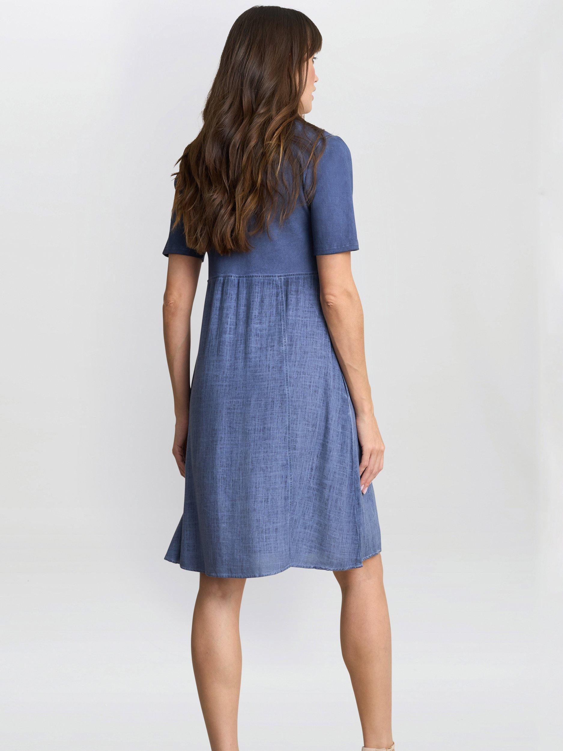 Product image 2 of 7, which shows Gina Bacconi Aaliyah Mid Length Denim Dress, Navy/Denim, S