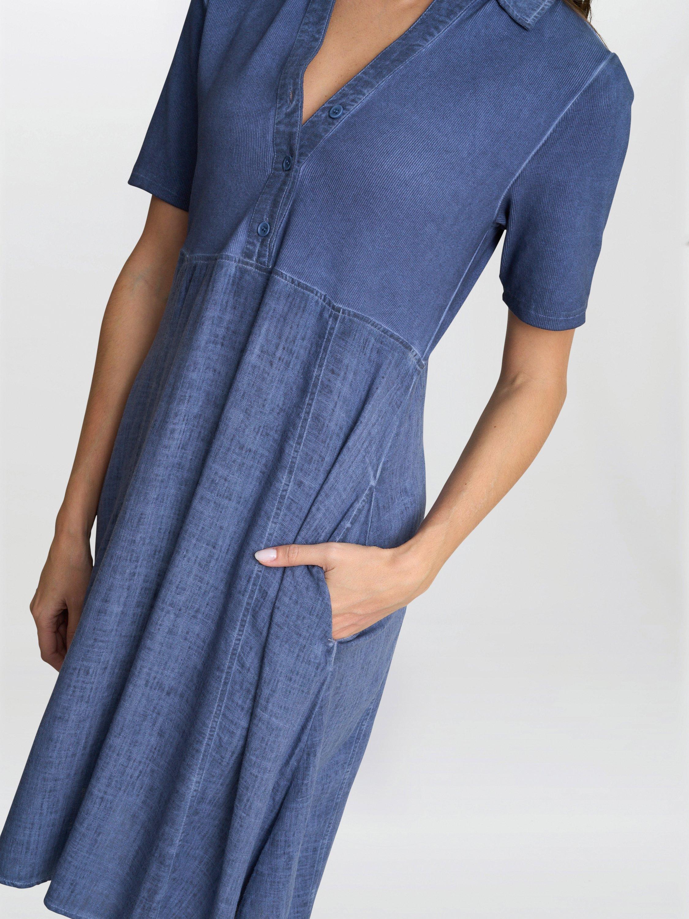 Product image 6 of 7, which shows Gina Bacconi Aaliyah Mid Length Denim Dress, Navy/Denim, S