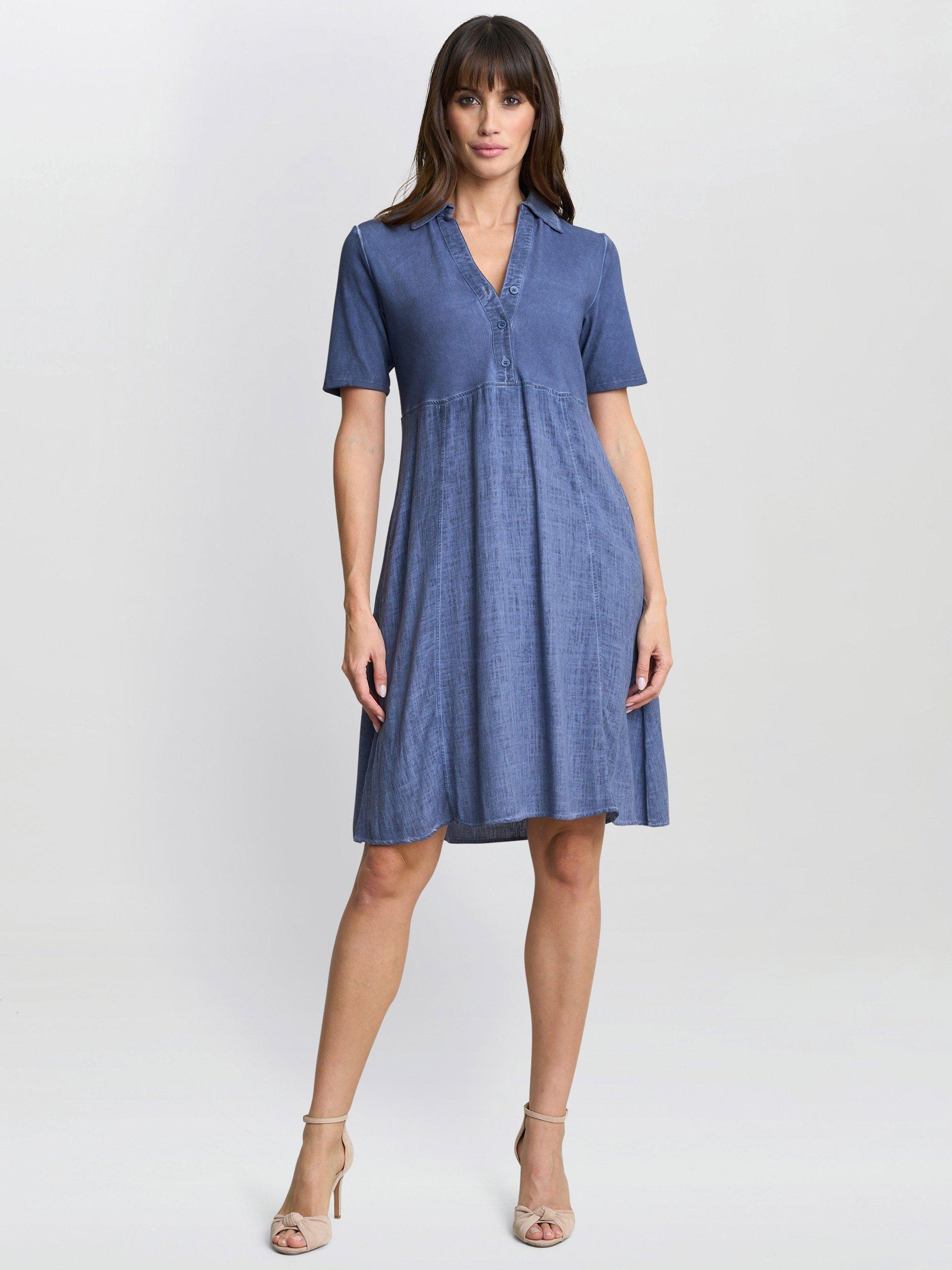 Product image 7 of 7, which shows Gina Bacconi Aaliyah Mid Length Denim Dress, Navy/Denim, S