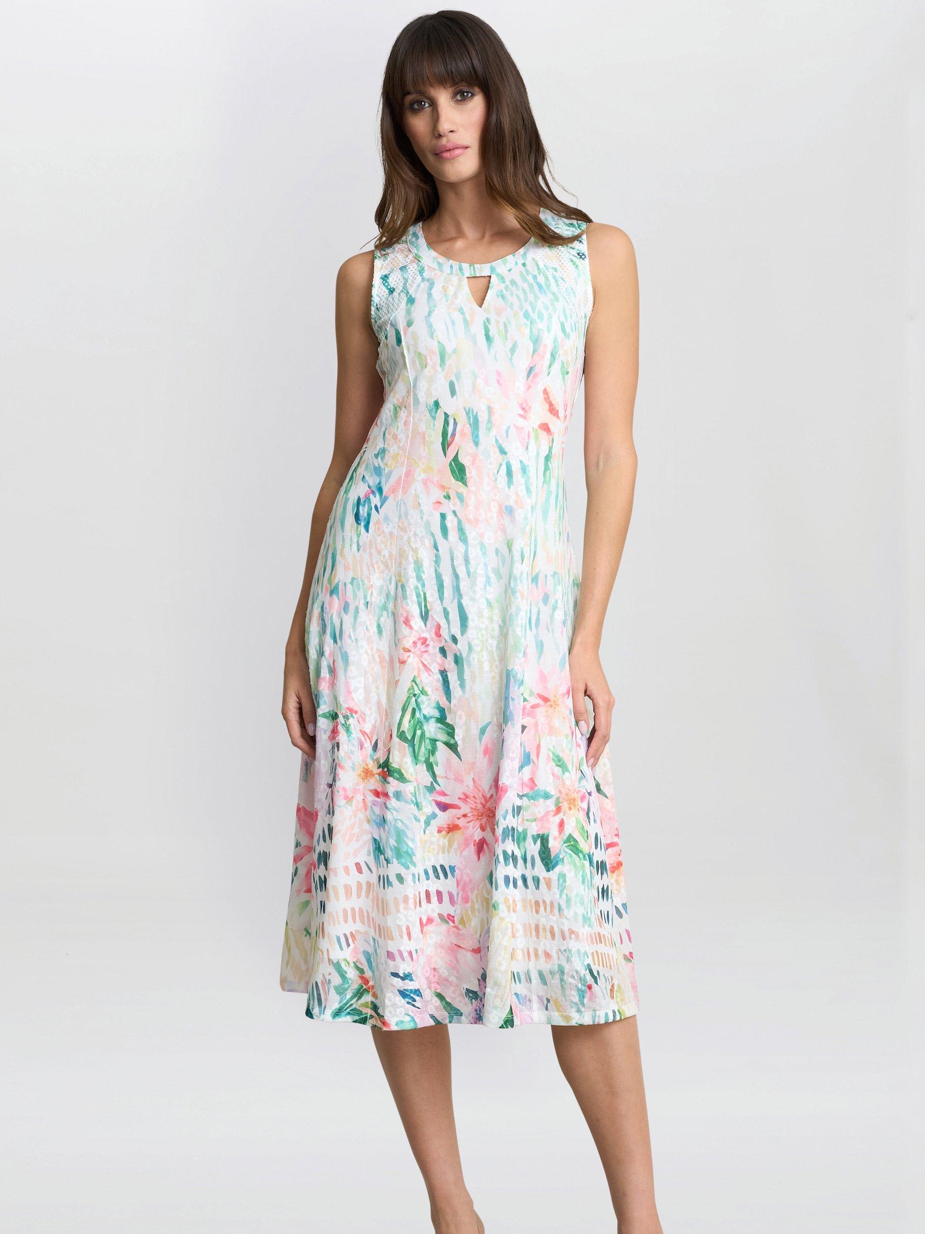 Product image 1 of 7, which shows Gina Bacconi Brooklyn Watercolour Floral Dress, Multi, S