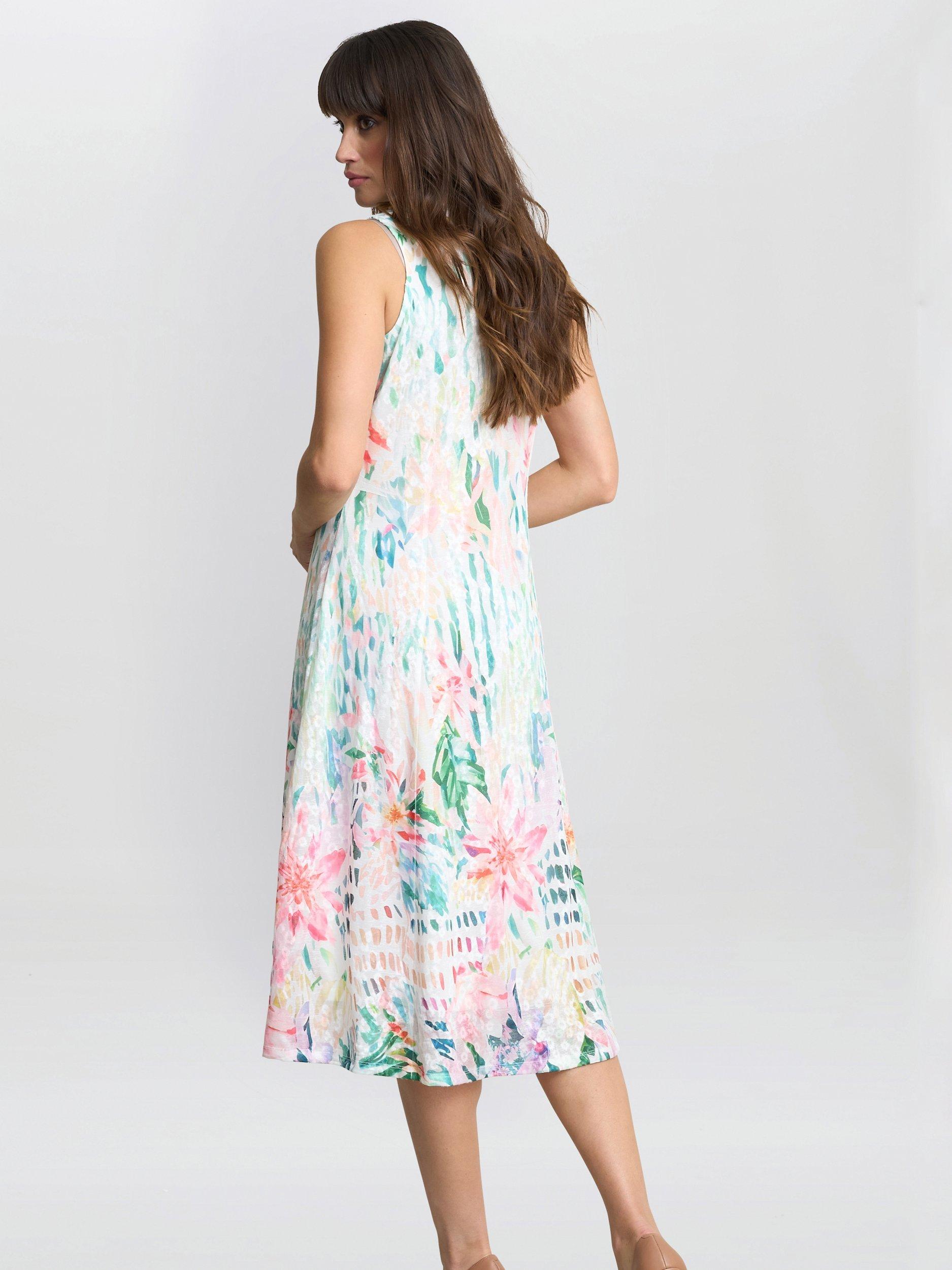 Product image 2 of 7, which shows Gina Bacconi Brooklyn Watercolour Floral Dress, Multi, S