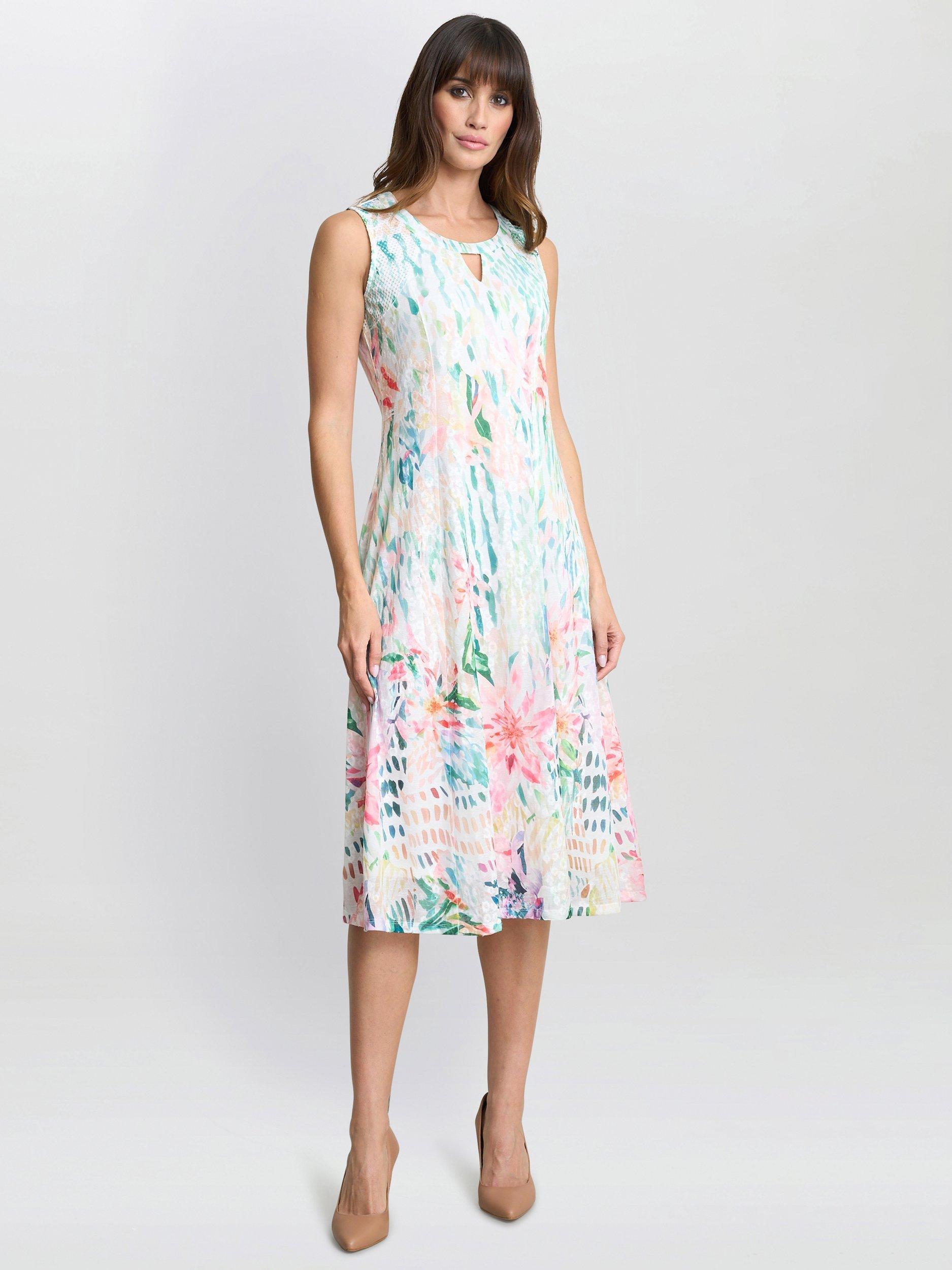 Product image 3 of 7, which shows Gina Bacconi Brooklyn Watercolour Floral Dress, Multi, S