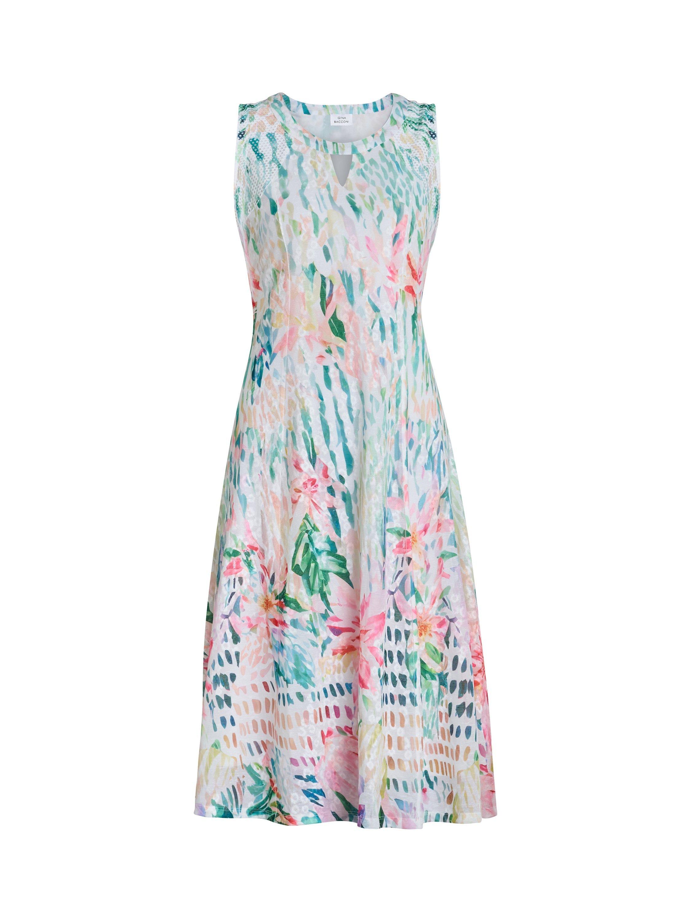Product image 4 of 7, which shows Gina Bacconi Brooklyn Watercolour Floral Dress, Multi, S
