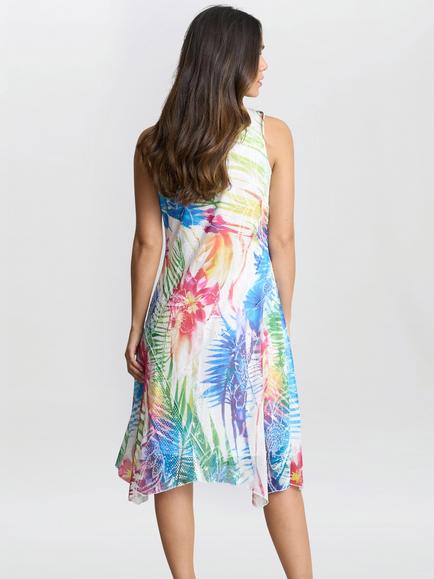 Gina Bacconi Eliza Sleeveless Asymmetric Hem Dress, Multi - view 2, Multi