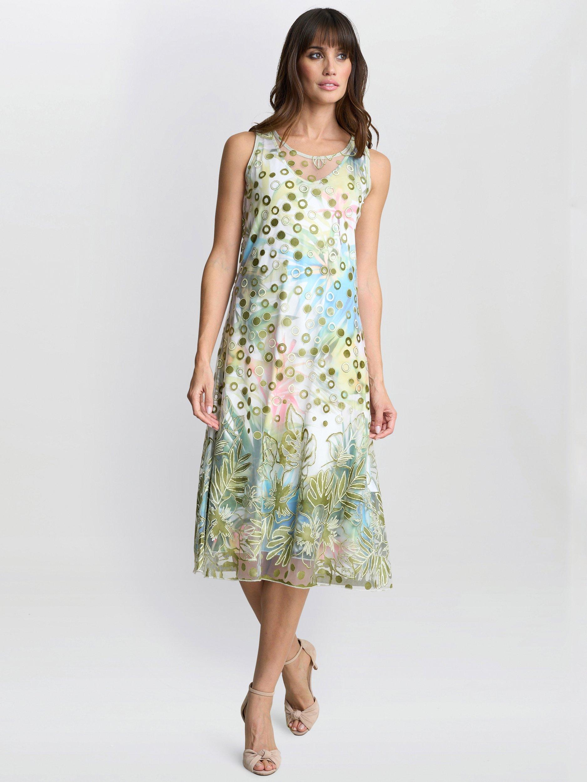 Product image 1 of 5, which shows Gina Bacconi Emilia Polka Dot Floral Dress, Multi, S