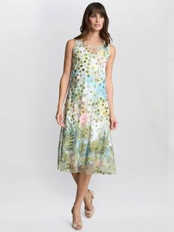 Gina Bacconi Emilia Polka Dot Floral Dress, Multi, Multi