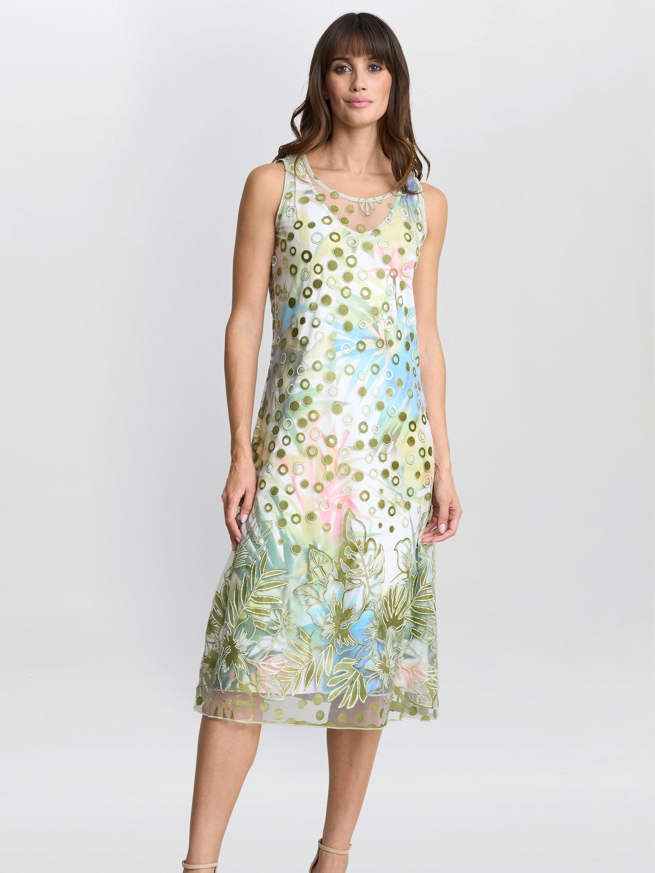 Product image 3 of 5, which shows Gina Bacconi Emilia Polka Dot Floral Dress, Multi, S