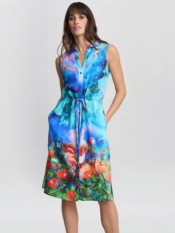 Gina Bacconi Everly Poppy Print Shirt Dress, Multi, Multi