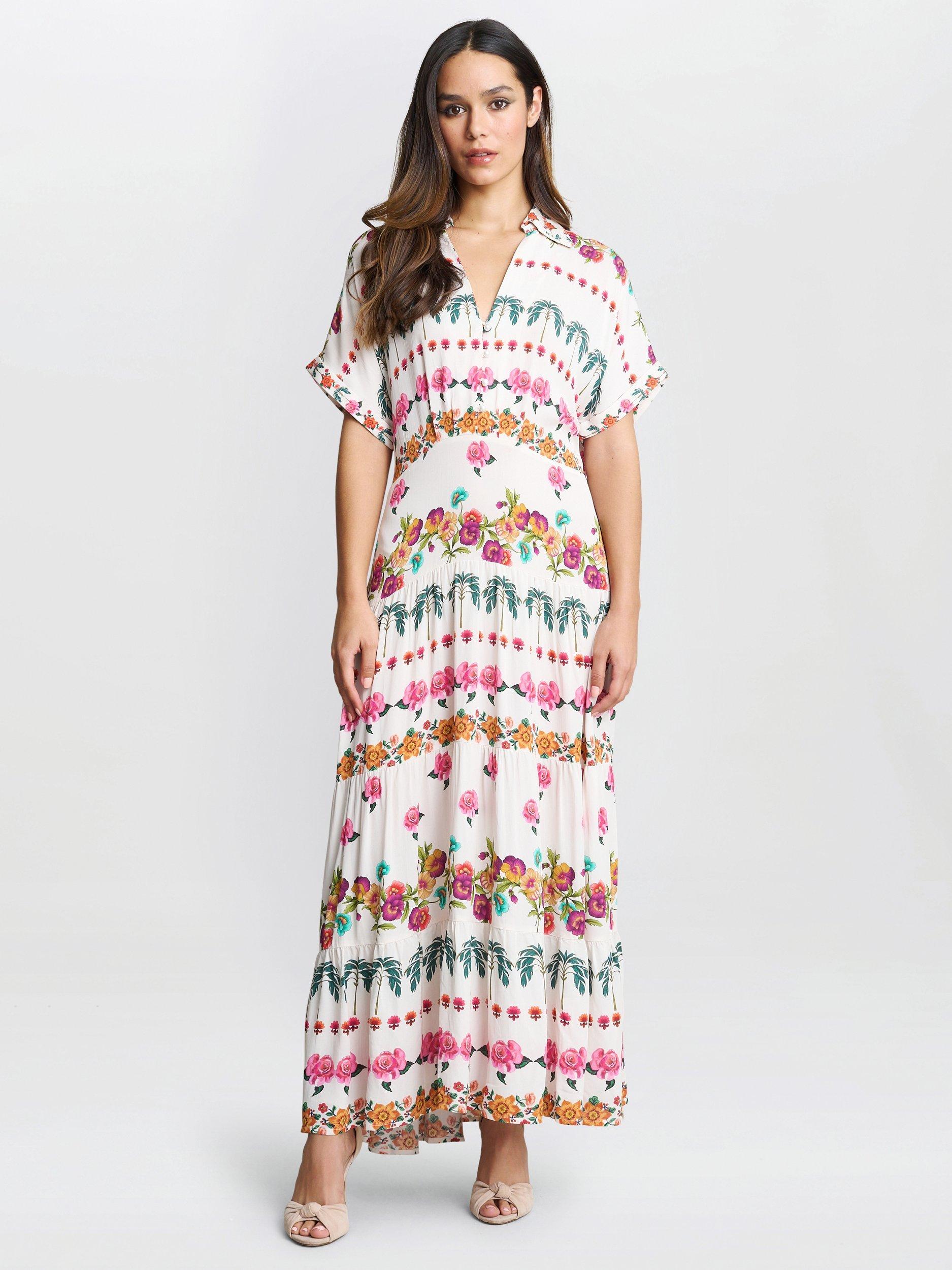 Product image 1 of 5, which shows Gina Bacconi Sasha Floral Shirt Dress, Multi, XS