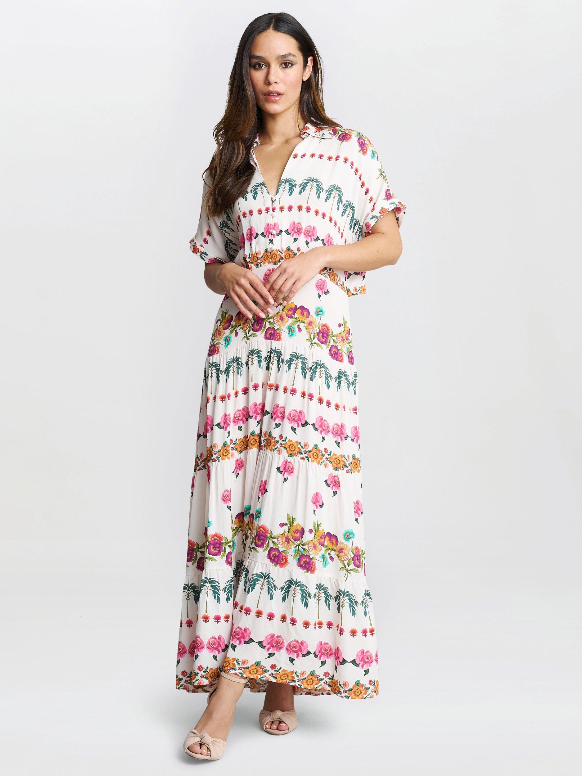 Product image 3 of 5, which shows Gina Bacconi Sasha Floral Shirt Dress, Multi, XS