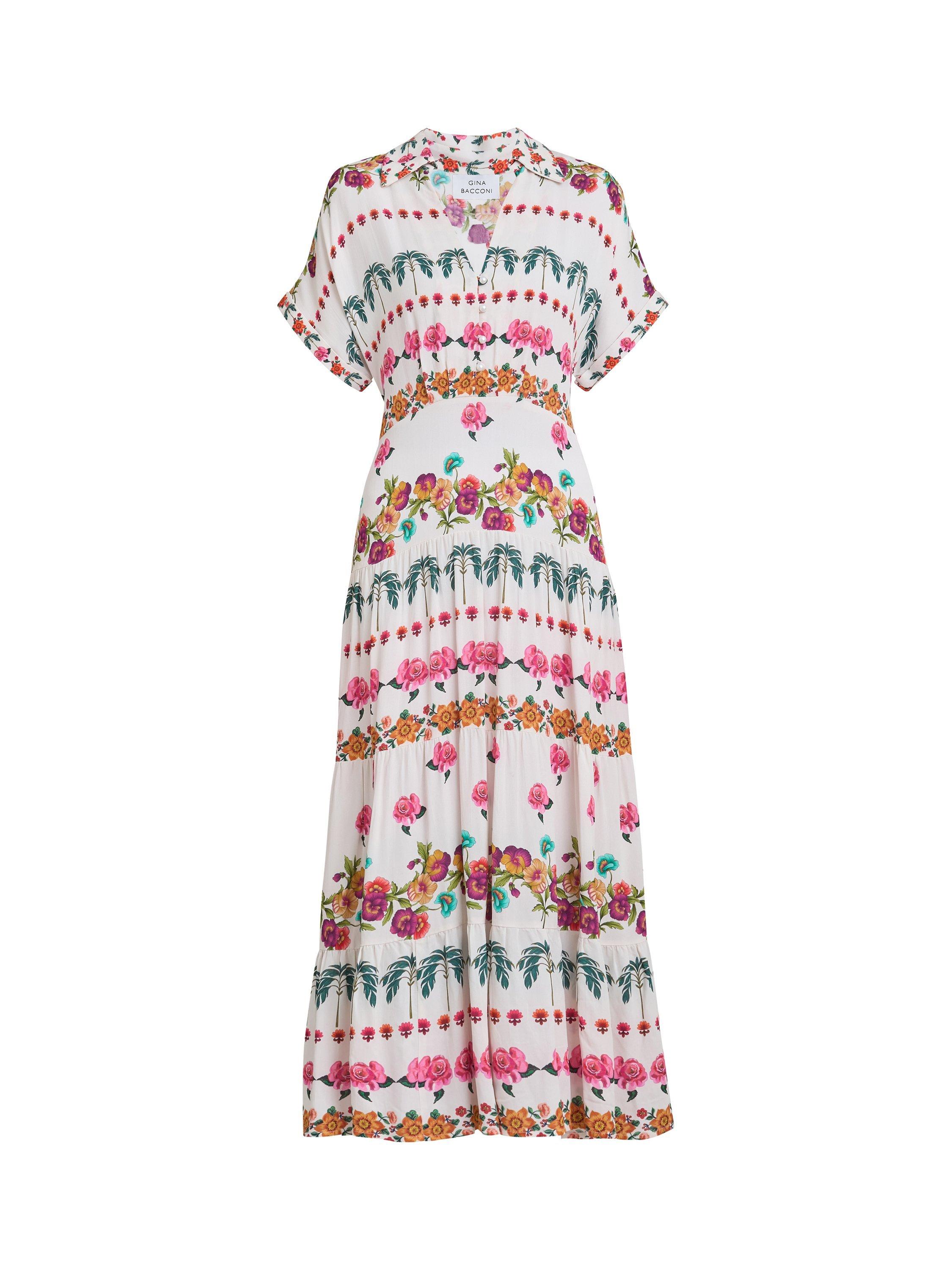 Product image 4 of 5, which shows Gina Bacconi Sasha Floral Shirt Dress, Multi, XS