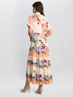 Gina Bacconi Sarah Floral Shirt Dress, Orange/Multi - view 2, Orange/Multi