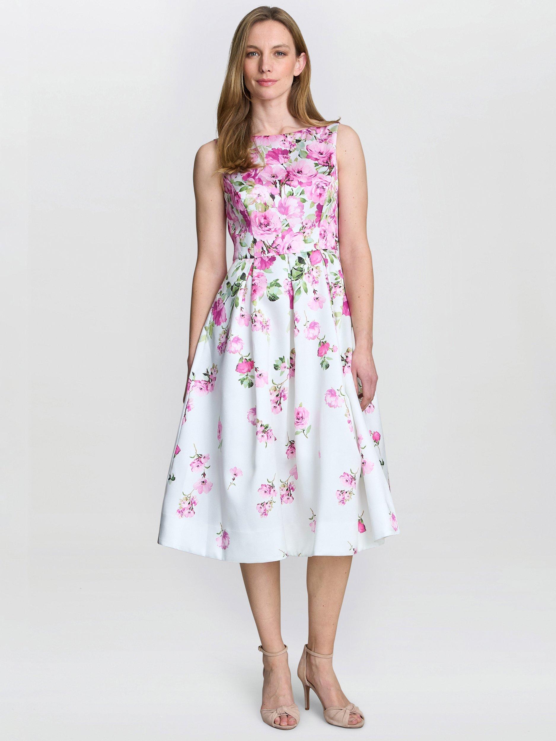 Product image 1 of 5, which shows Gina Bacconi Sophie Floral A-Line Midi Dress, Multi, 8