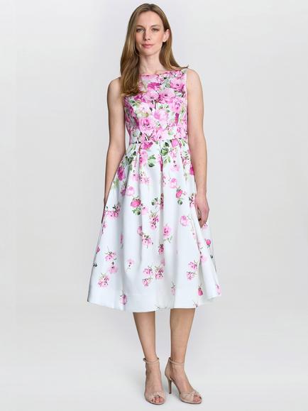 Gina Bacconi Sophie Floral A-Line Midi Dress, Multi, Multi