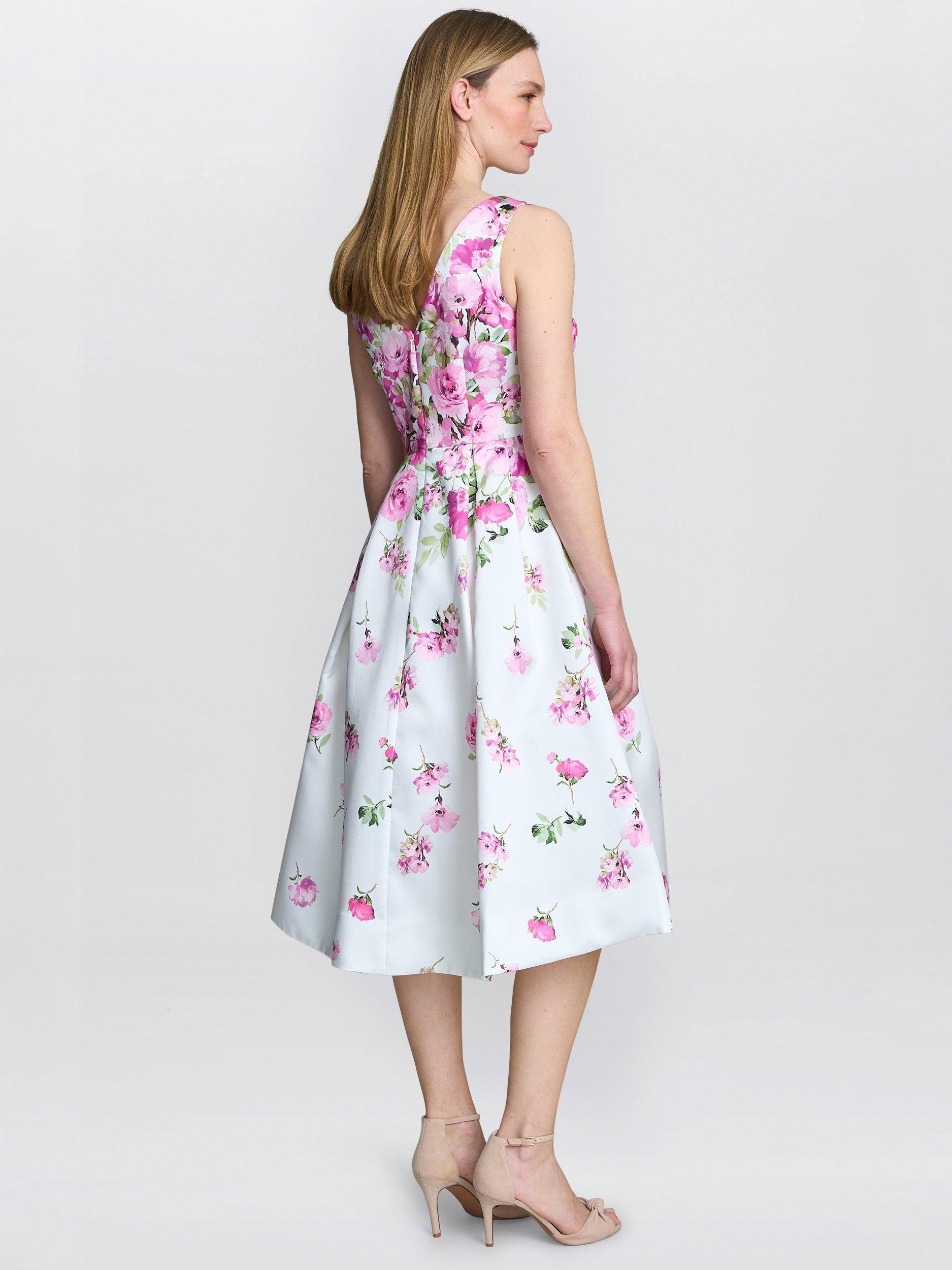 Product image 2 of 5, which shows Gina Bacconi Sophie Floral A-Line Midi Dress, Multi, 8