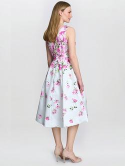 Gina Bacconi Sophie Floral A-Line Midi Dress, Multi - view 2, Multi