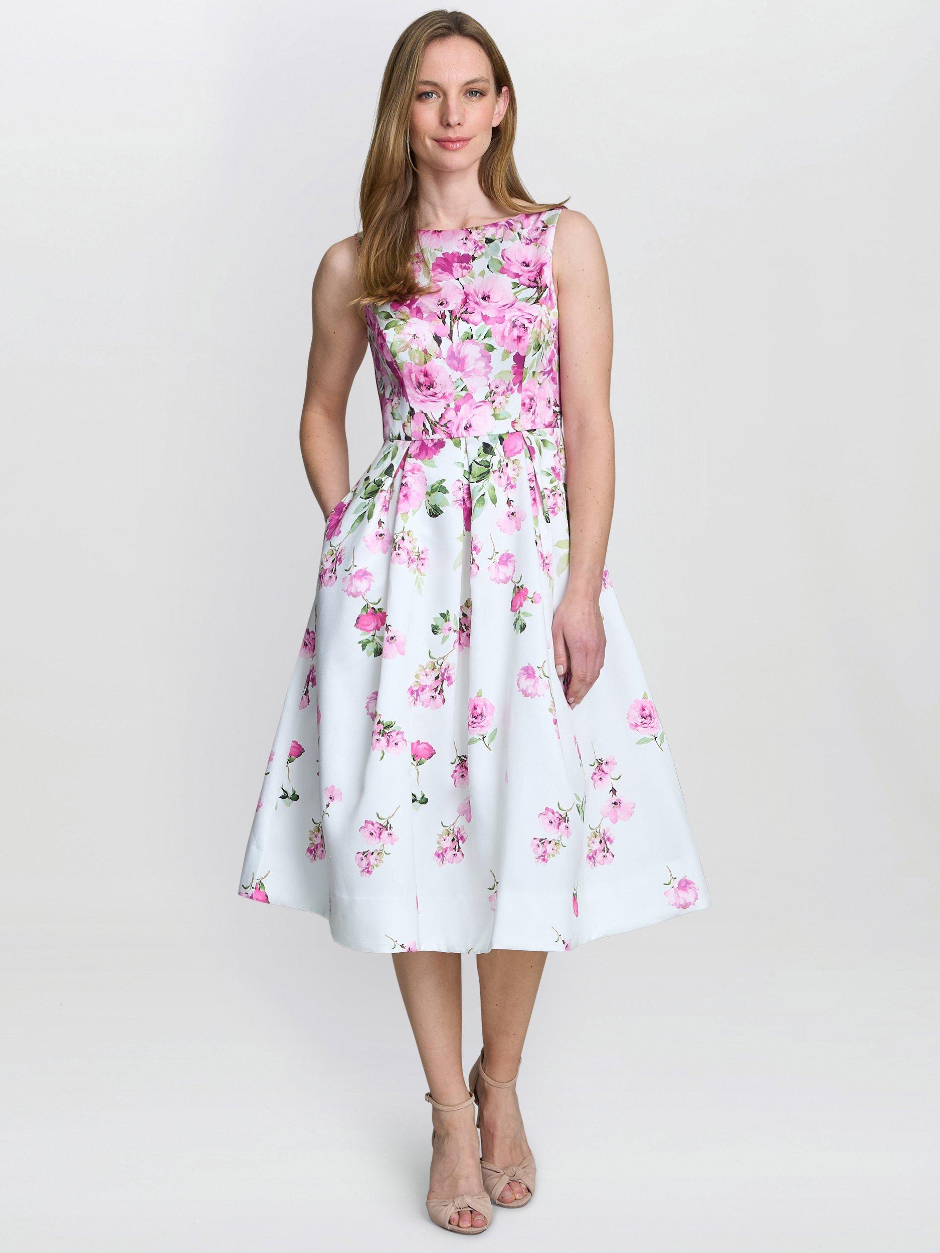 Product image 3 of 5, which shows Gina Bacconi Sophie Floral A-Line Midi Dress, Multi, 8