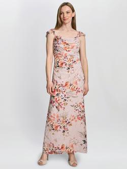 Gina Bacconi Serenity Floral Chiffon Maxi Dress, Natural/Multi, Natural/Multi