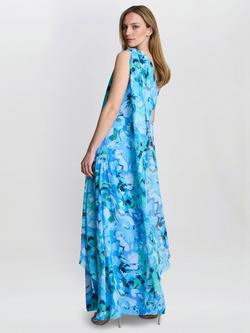 Gina Bacconi Amelie Floral Chiffon Maxi Dress, Blue/Multi - view 2, Blue/Multi