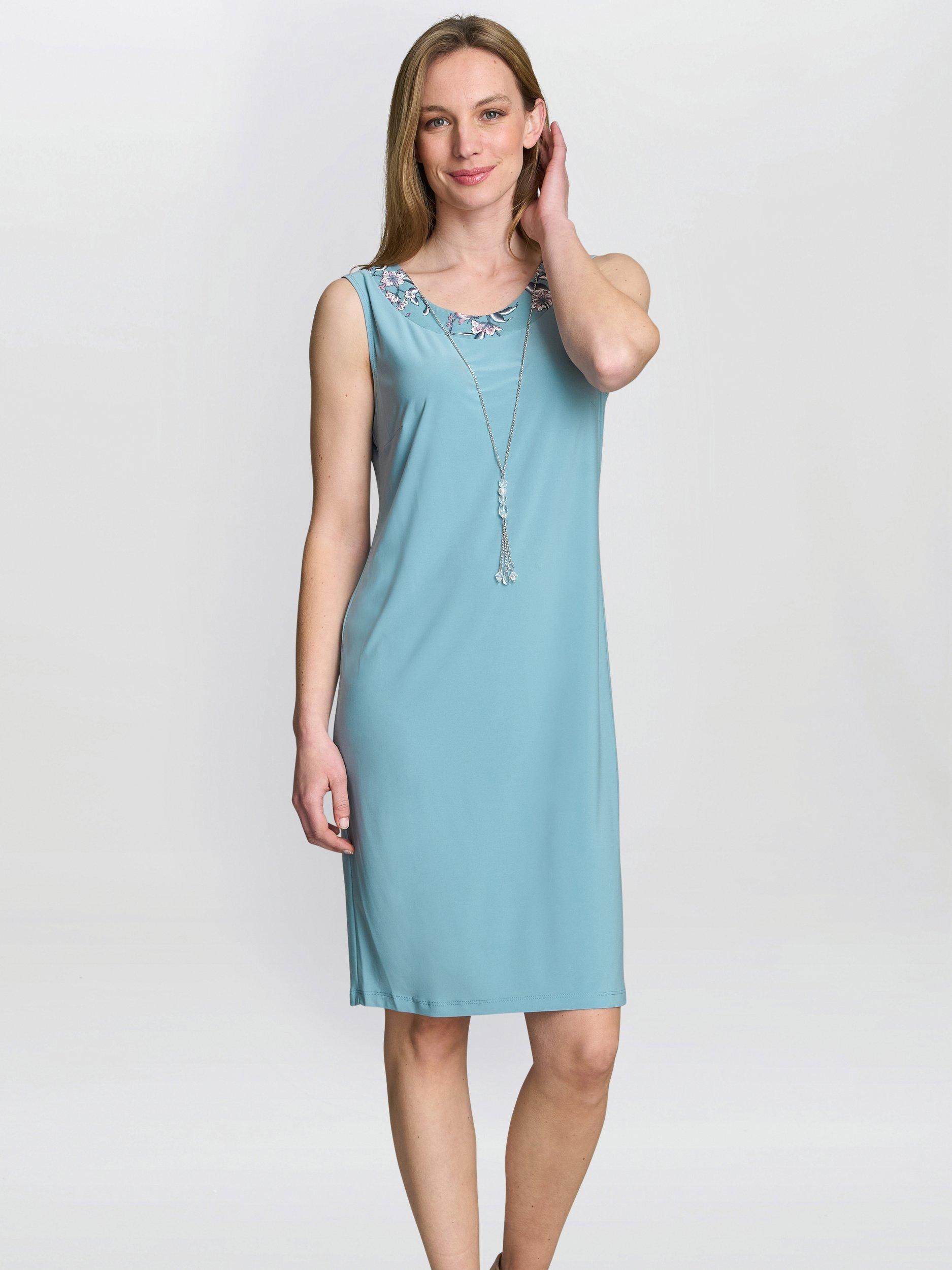 Product image 10 of 10, which shows Gina Bacconi Callie Dress & Floral Jacket Set, Aqua, 10