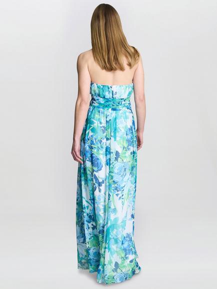 Gina Bacconi Pam Floral Halterneck Maxi Dress, Multi - view 2, Multi