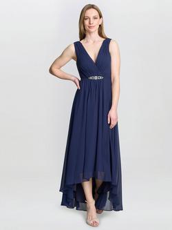 Gina Bacconi Pandora Embellished Waist Dress, Navy, Navy