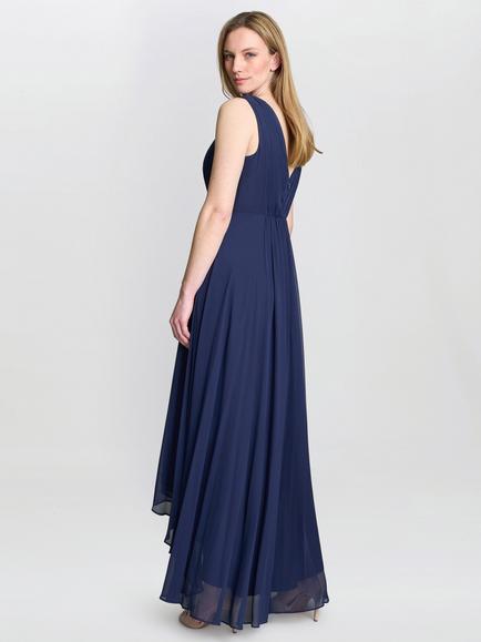 Gina Bacconi Pandora Embellished Waist Dress, Navy - view 2, Navy