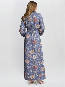 Gina Bacconi Regina Waist Detail Floral Maxi Dress, Blue - view 2, Blue