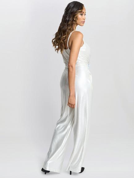 Gina Bacconi Martina Foil Jumpsuit, Champagne - view 2, Champagne