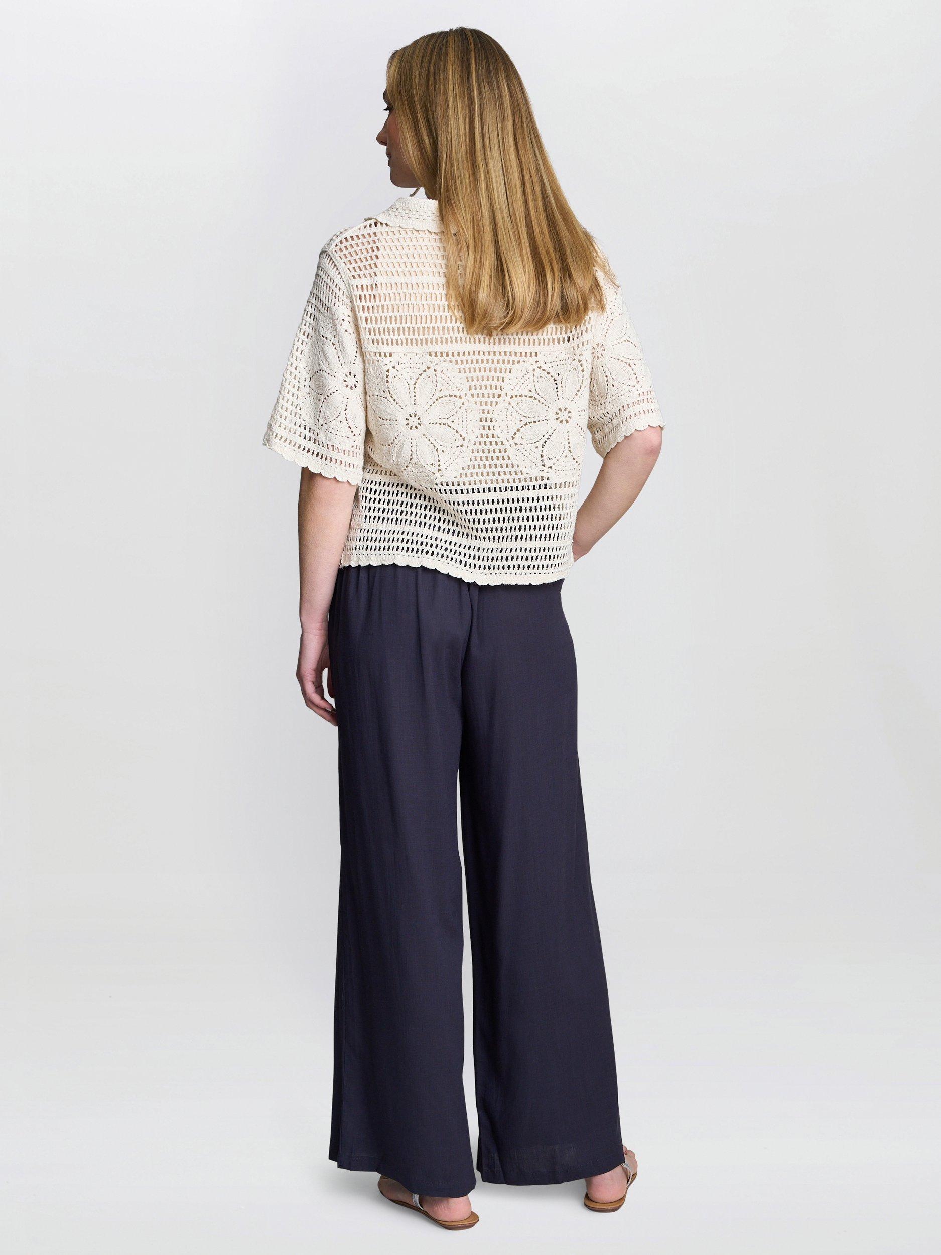 Product image 2 of 5, which shows Gina Bacconi Birdie Floral Crochet Cotton Top, Beige