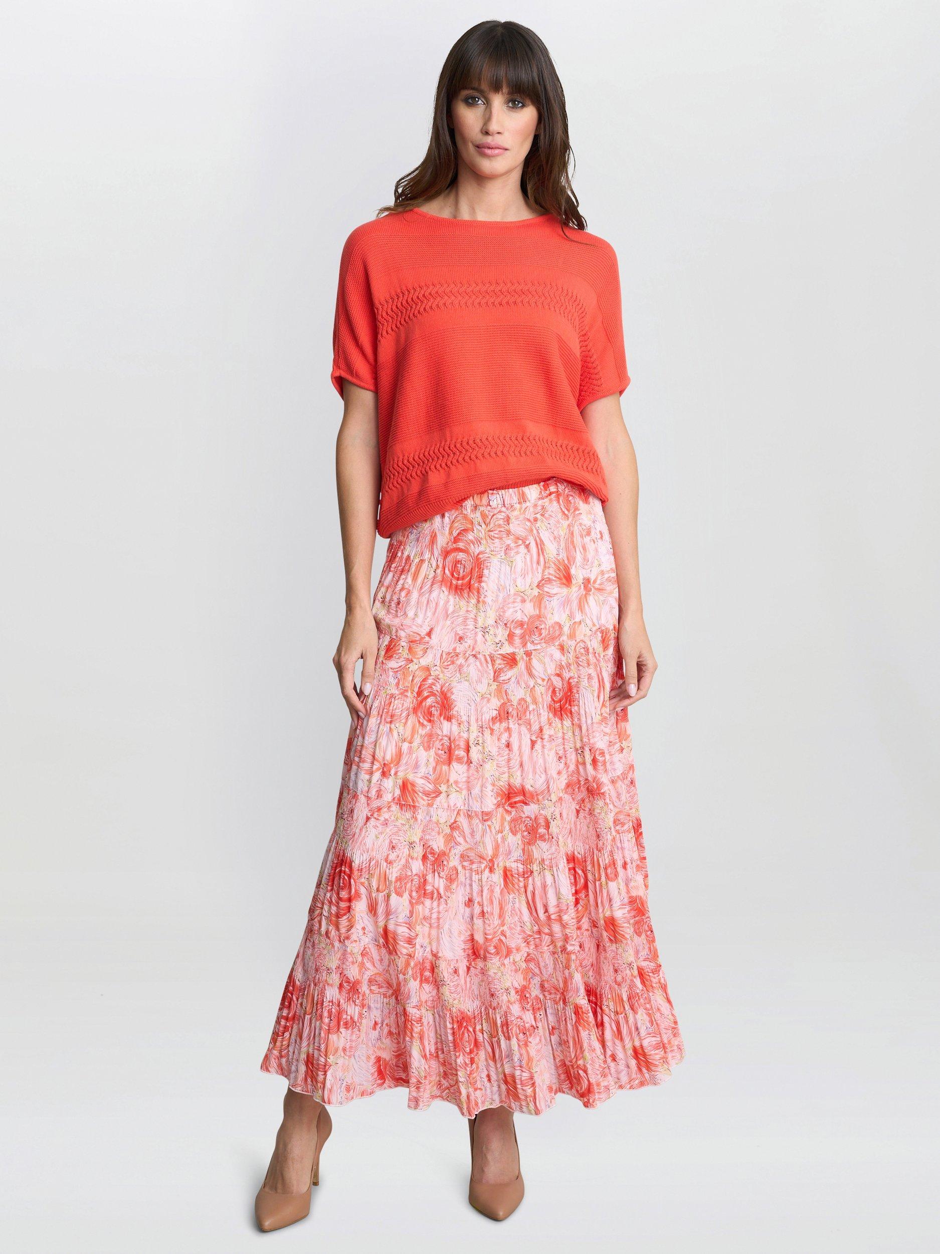 Product image 1 of 6, which shows Gina Bacconi Layla Knit Jumper, Orange, S