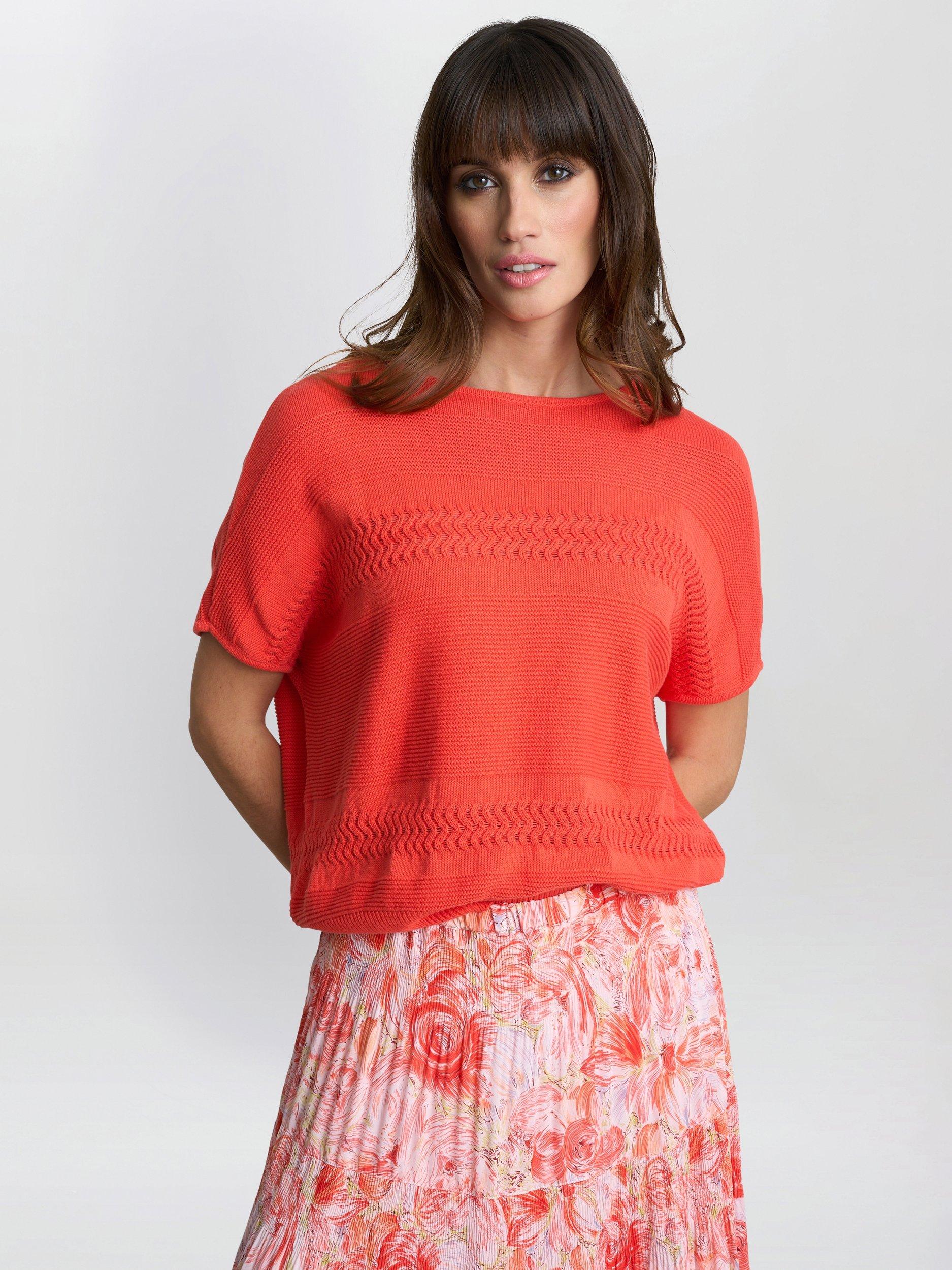 Product image 3 of 6, which shows Gina Bacconi Layla Knit Jumper, Orange, S