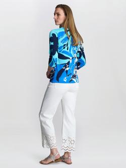 Gina Bacconi Atlanta V-Neck Abstract Print Lightweight Top, Blue - view 2, Blue