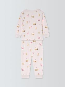 John Lewis Baby Gingerbread Print Pyjamas, Pink - view 2, Pink