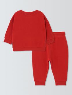 John Lewis Baby Christmas Sweatshirt and Lounge Pants Set, Red - view 2, Red