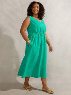 Live Unlimited Curve Drawstring Linen Blend Dress, Green, Green
