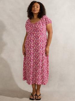 Live Unlimited Curve Floral Midi Dress, Pink - view 2, Pink