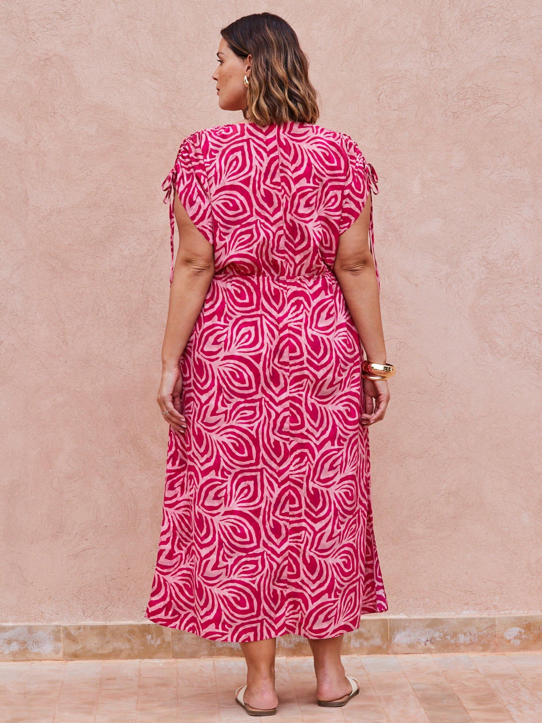 Product image 4 of 4, which shows Live Unlimited Curve Petite Abstract Midi Dress, Pink, 18Pt