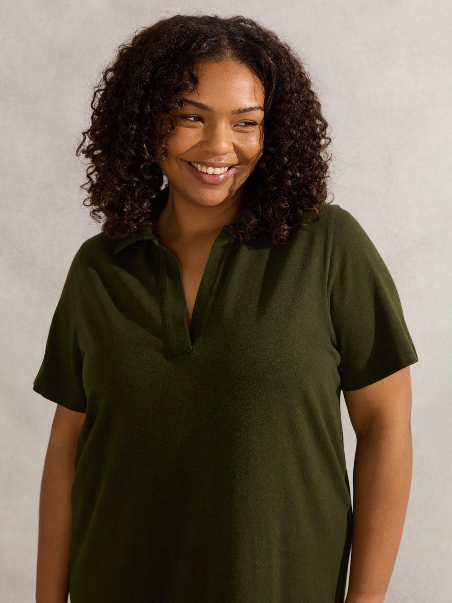Product image 4 of 6, which shows Live Unlimited Curve Polo Neck Dress, Khaki, 20
