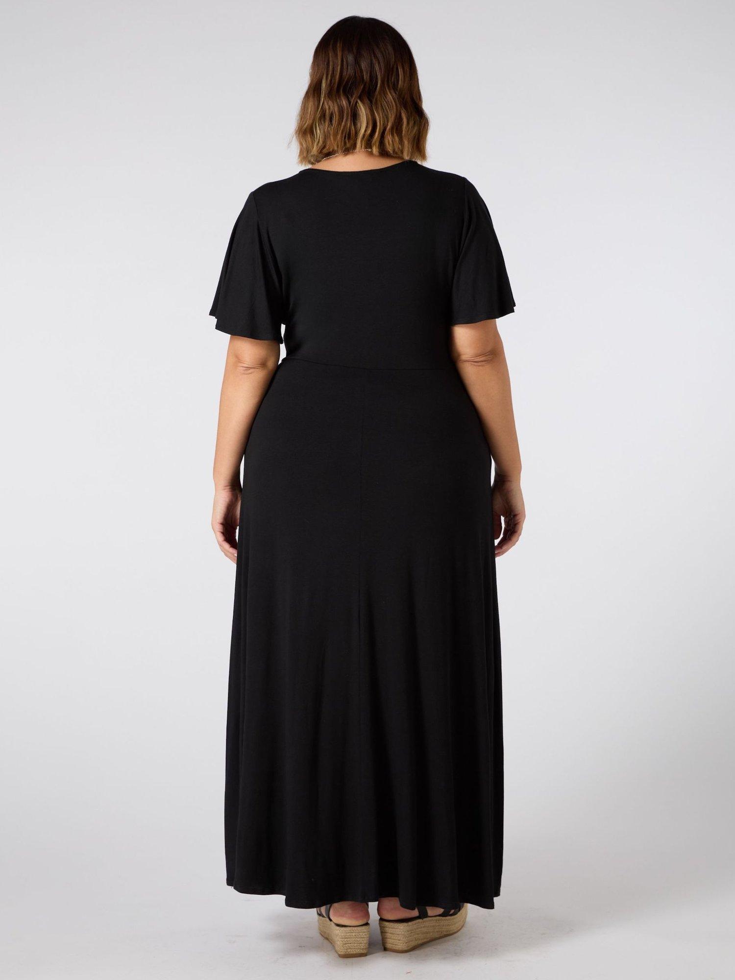 Product image 3 of 3, which shows Live Unlimited Curve Jersey V-Neck Maxi Dress, Black, 14R