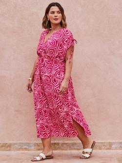 Live Unlimited Curve Abstract Midi Dress, Pink, Pink