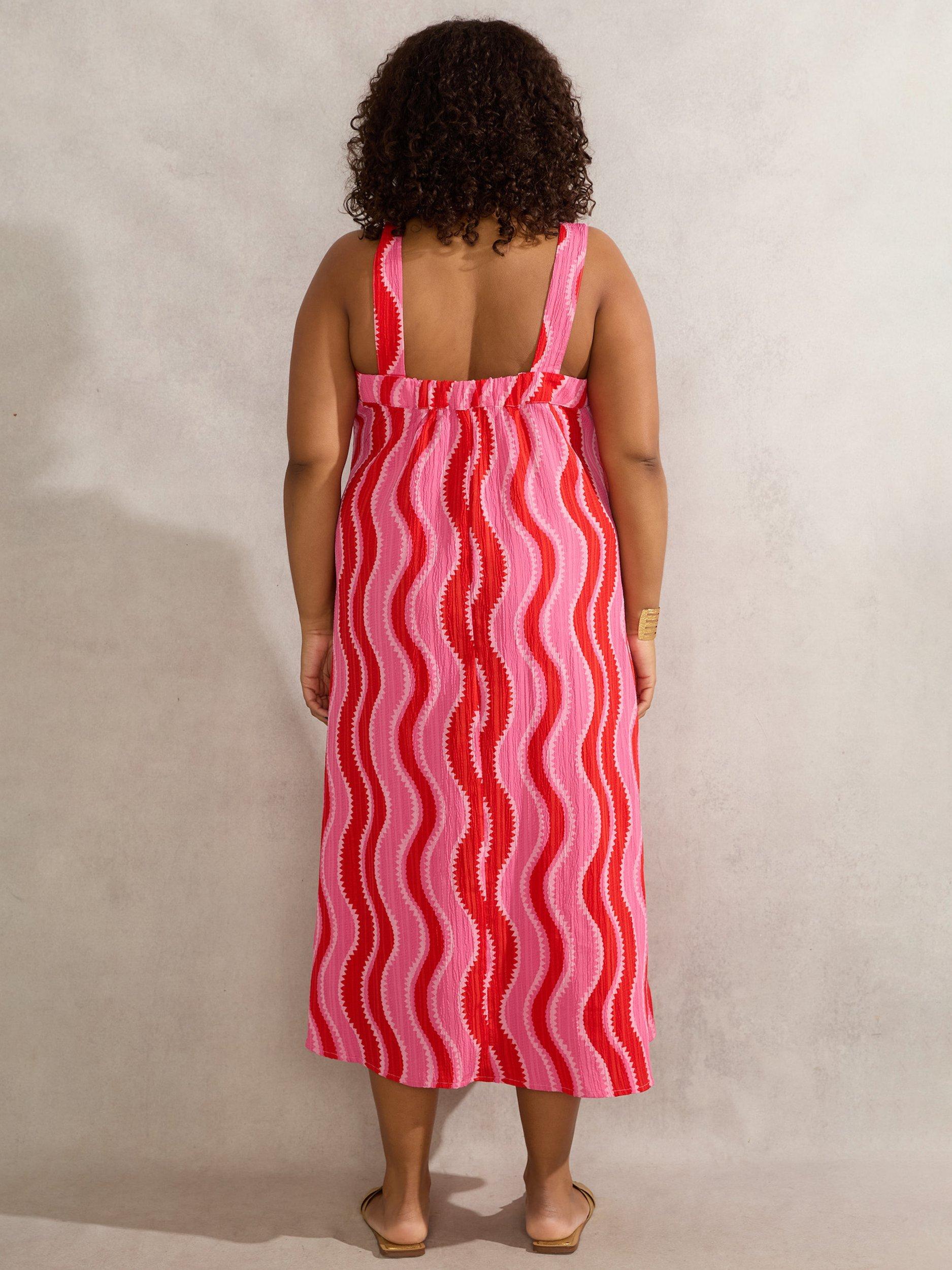 Product image 4 of 4, which shows Live Unlimited Curve Swirl Pattern Midi Dress, Pink, 18