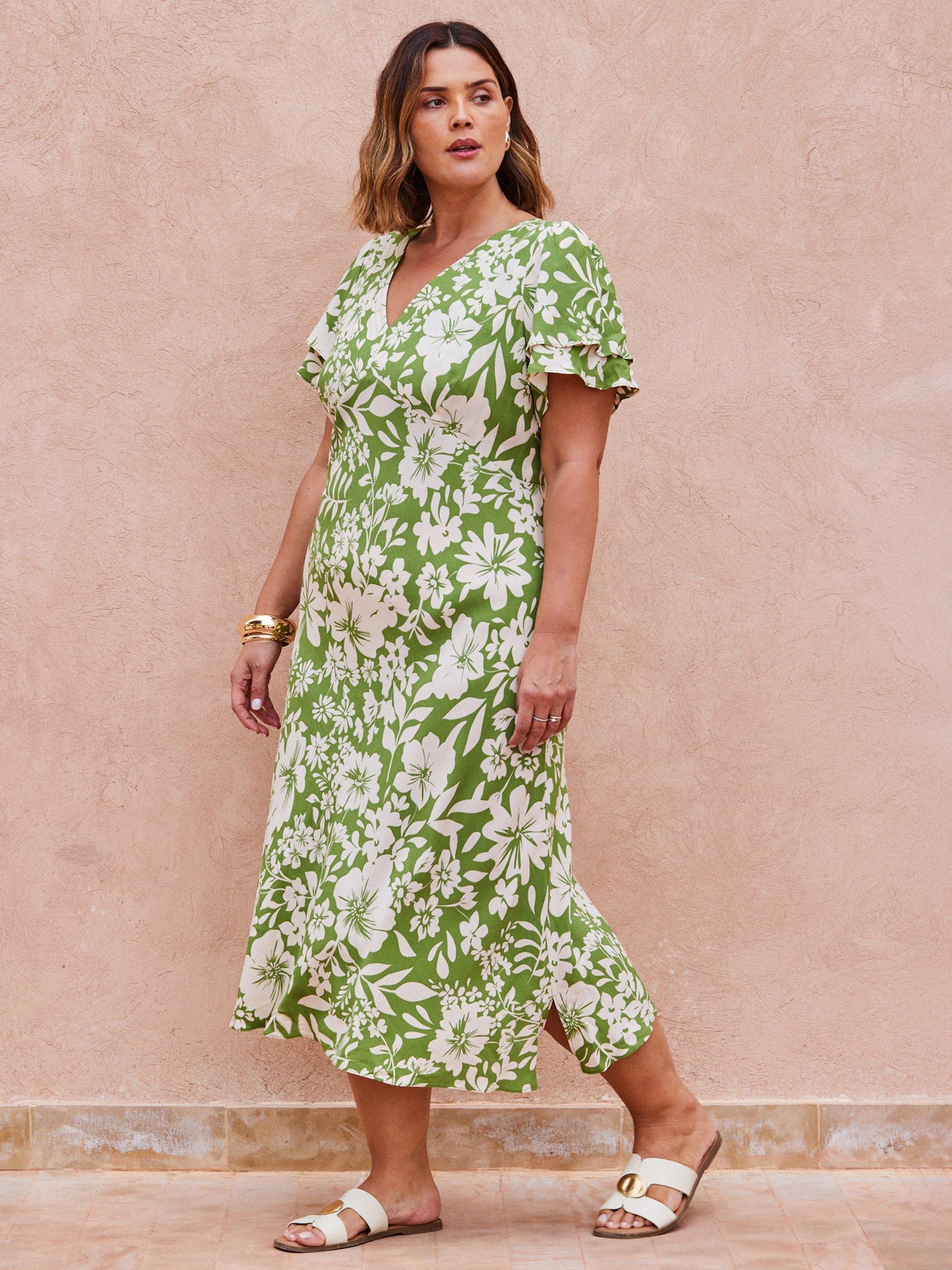 Product image 1 of 5, which shows Live Unlimited Curve Empire Line Dress, Green, 12