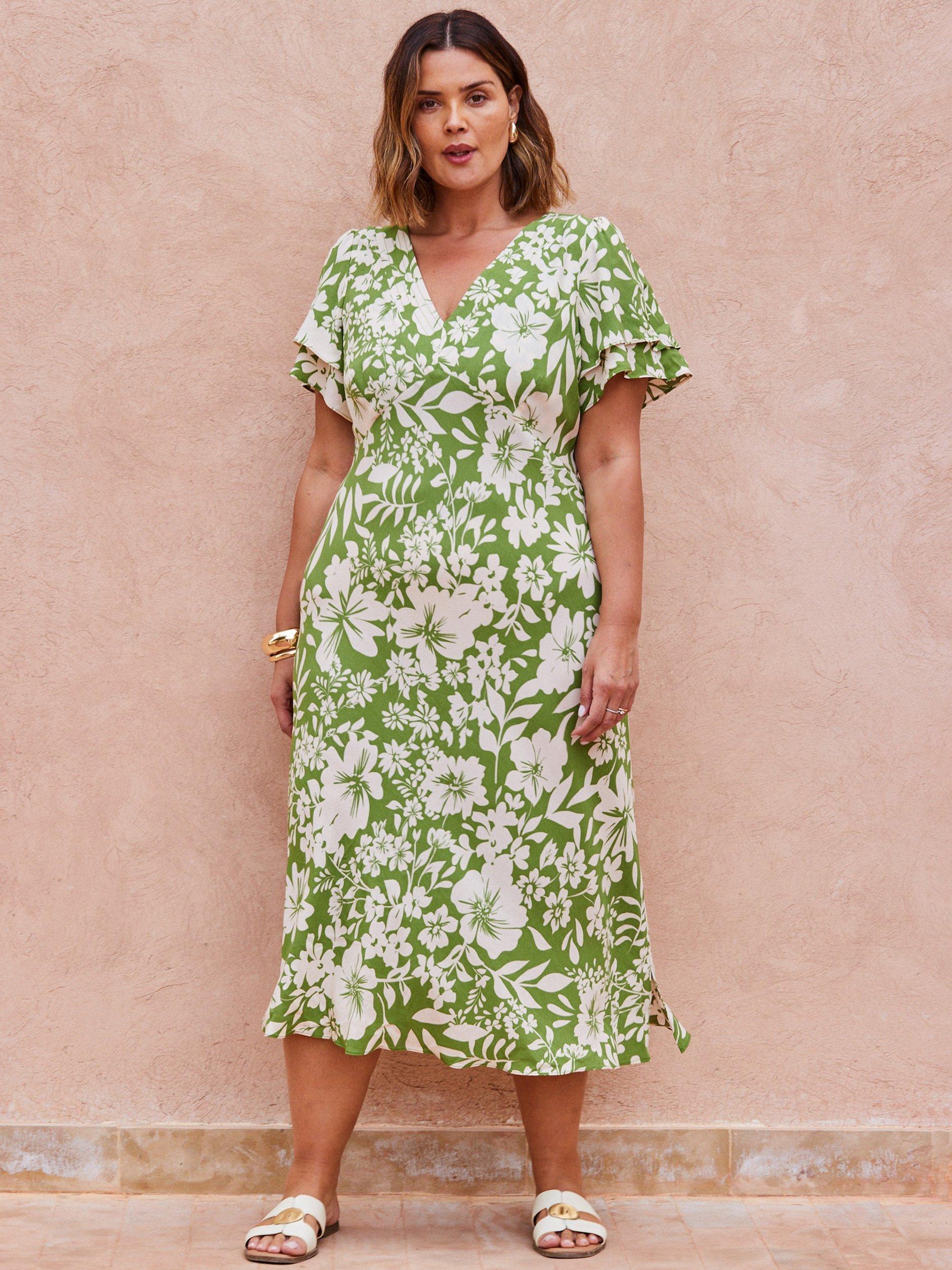 Product image 2 of 5, which shows Live Unlimited Curve Empire Line Dress, Green, 12