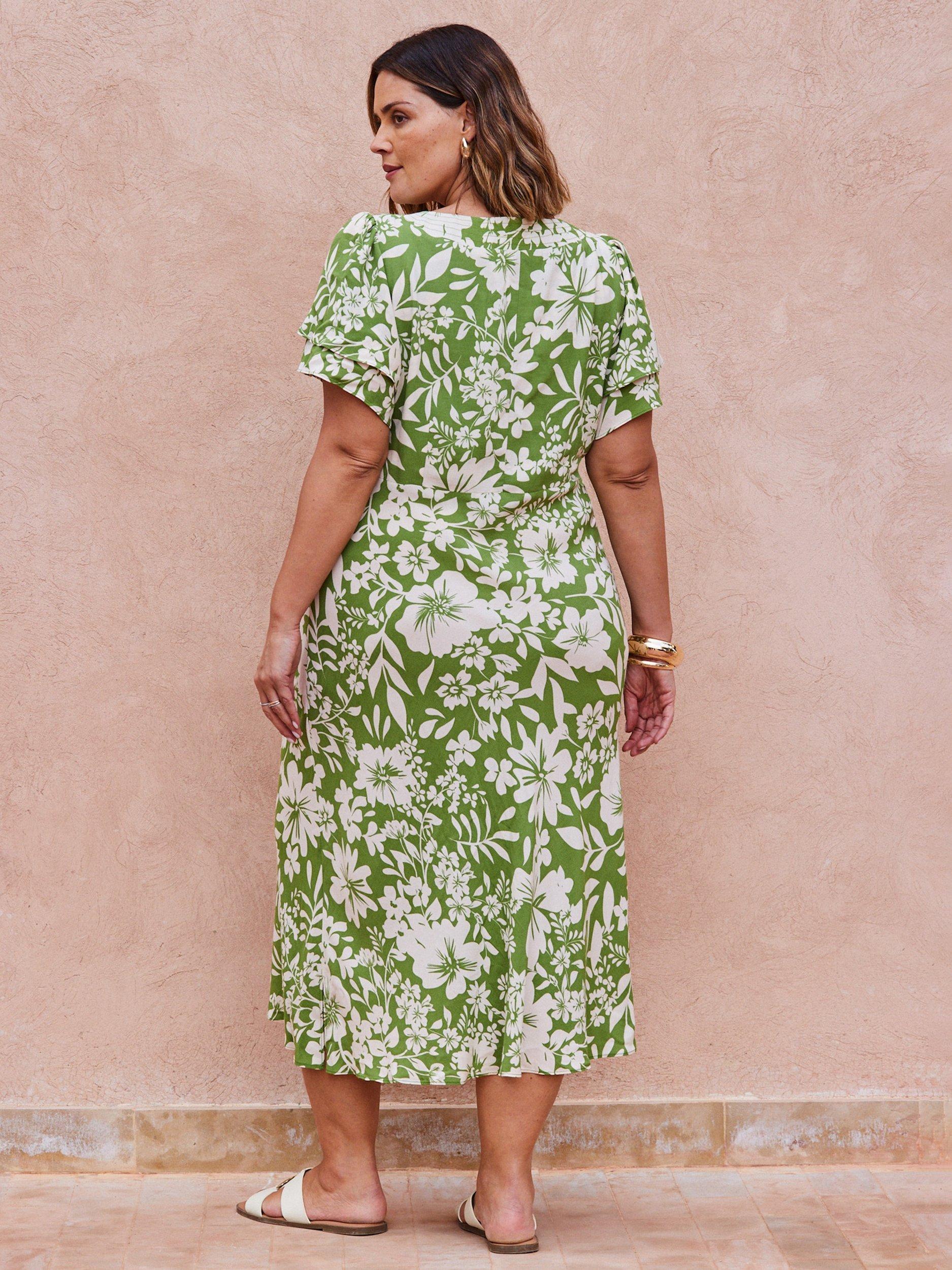 Product image 5 of 5, which shows Live Unlimited Curve Empire Line Dress, Green, 12