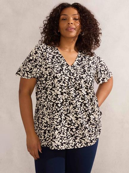 Live Unlimited Curve Mono Print Top, Black/Multi, Black/Multi