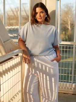 Live Unlimited Curve Linen Blend T-Shirt - view 2, Light Blue