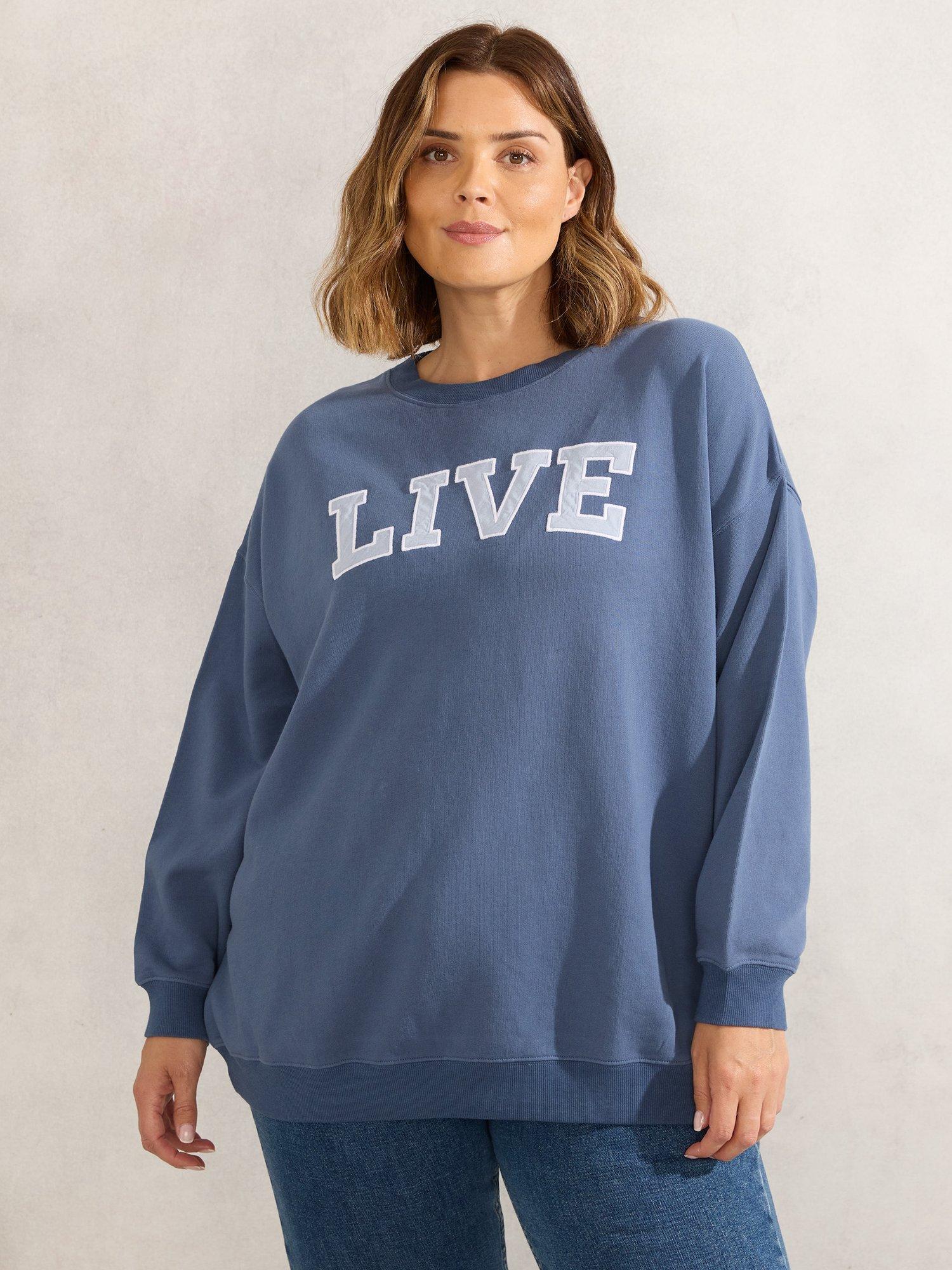 Product image 1 of 3, which shows Live Unlimited Curve Live Slogan Sweatshirt, Blue, 12
