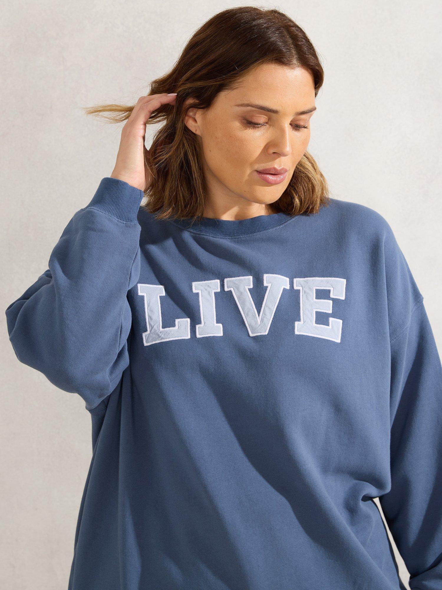 Product image 2 of 3, which shows Live Unlimited Curve Live Slogan Sweatshirt, Blue, 12