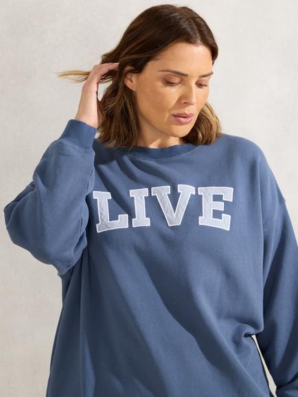 Live Unlimited Curve Live Slogan Sweatshirt, Blue - view 2, Blue
